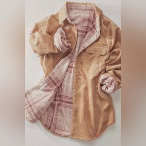 CORDUROY CHECKERED REVERSIBLE BUTTON DOWN JACKET NWT